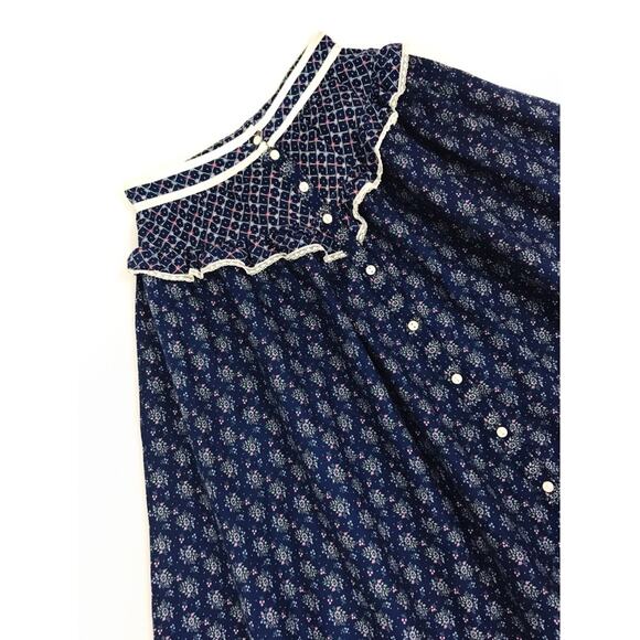 Vintage Gunne Sax Button-Front Prairie Skirt in Navy | Size XXS - Picture 1 of 7